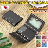 8 Slot Unisex Leather Card Holder Large Capacity Foldable Wallet For Driver's License/ID Card