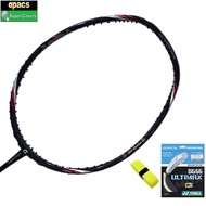 Apacs Wave 10【Install with String】+Grip Original Badminton Racket -Black/Blue(1pcs)