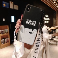 Cartoon We Bare Bears Phone Case Suitable For iPhone13 Frosted Soft iPhone12 Doll iPhone11 Lanyard XR Hand Strap XS MAX X
