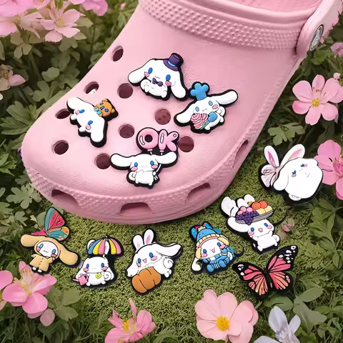 MINISO 10pcs Sanrio Shoes Charm for Kuromi Melody Cinnamoroll Shoe Charms Accessories Decoration Sho