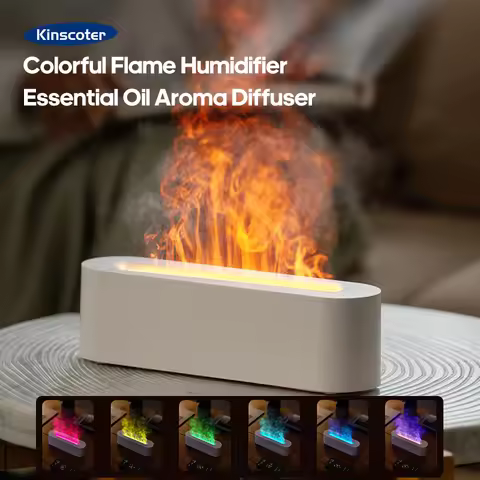 Simulation Colorful Flame Aroma Diffuser Air Humidifier Aromatherapy Essential Oil Timing Ultrasonic
