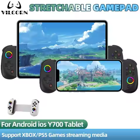VILCORN D8 Gaming Dual Hall Flexible RGB Controller Streaming Gamepad for Tablet Android PS4 Switch 