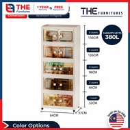 THE L64cm (1-5 Layers) 2 Door Design Foldable Stackable Storage Cabinet Multipurpose Storage Box