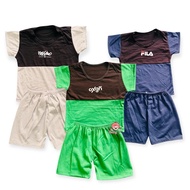 3pairs Terno Tshirt Combi Black and Shorts Colored Cotton for Baby Boy 3-9months old
