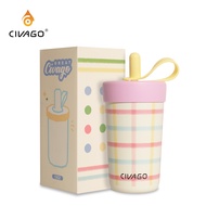 ​CIVAGO（13oz）ทันสมัย​แก้วน้ําฟางแบบพกพาถ้วยสูญญากาศสแตนเลสพร้อมเคลือบเซรามิก