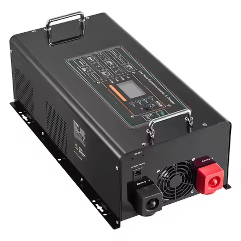 Pure Sine Wave Inverter Charger, 6000 Watt, DC 48V to AC 120V, Battery Charger with LCD Display, Rem