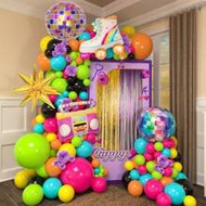80s 90s Disco Themed Party Decorations, Disco Ball Garland Arch Kit, 139 Pcs Roller Skate Balloon Se