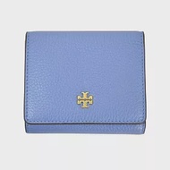 TORY BURCH 撞色皮革三折短夾 天空藍