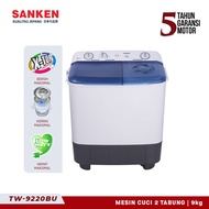 SANKEN Mesin Cuci Dua Tabung / Semi Auto 9 Kg TW-9220 BU (Blue + Transparan)