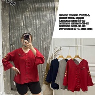 TOP 17472-L WOOL PEACH V NECK EMBROIDERED FRONT BLKG 3/4 SLEEVE STRAP LD 96 FIT TO ML