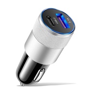 Elough 68W Dual USB Type C Car Charger Metal Auto PD Charger Adapter Fast Charging USB C Charger สำห