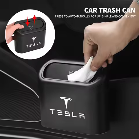 Car Hanging Trash Can ABS Square Pressing Bin Trash For Tesla Model 3 S X Y 2022 Style Roadster Coil