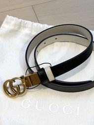 GUCCI Reversible 20 Pluton black & mystic white Belt GG monogram gold size 75 thin slim 雙面用黑白色真皮幼身皮帶