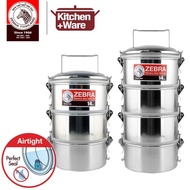Zebra Smart Lock 14cm x 3 Tier / 4 Tier Stainless Steel Food Carrier Handle Lunch Box Tingkat Food C