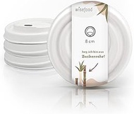 wisefood Sugar Cane Coffee Cup Lids - Pack of 50 Coffee to Go Lids Diameter 80 mm - Disposable Coffe