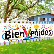 1pc (17*78 Inch/45*200cm) Polyester Material Spanish Back To School Theme Hanging Decoration Banner,
