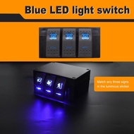 weideer 3 Gang Rocker Switch Box Blue LED 12V 24V DC Rocker Switch Panel with Night Glow Stickers fo