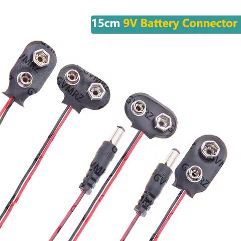 15cm 9V Battery Connector Snap Clip Power Adapter I-type T-type Dual Wire Holder Cable 9Volt Lead So