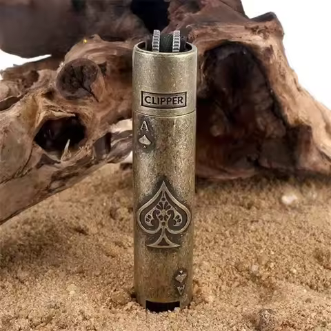 New Clipper Spades A Portable Grinding Wheel Flint Inflatable Lighter Metal Fireless Butane Gas Jet 