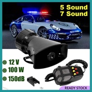7-Sound Loud Car Warning Alarm Police Fire Siren Air Horn PA Speaker 12V 100W Bunyi Pelbagai Alarm K