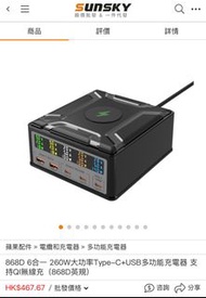 割價 全新未用過 快充頭GAN 6合1 大輸出260W 數顯多功能充電器 支持QI, PD3.1 充電腦 ANKER 小米 CUKTECH