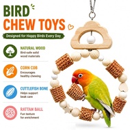 Bird Chew Toy Natural Wooden Swing Hanging Cage Toy for Parakeet Cockatiel Lovebird Budgie