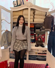 NN Fashion ขนสัตว์ ลายสก็อต Mini กระโปรง Red Christmas Season มาใหม่ล่าสุด เกาหลี  สไตล์ ฤดูใบไม้ร่ว