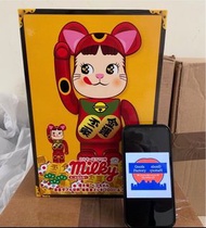 BE@RBRICK 招き猫 ペコちゃん 金運 ダブル小判 梅色金メッキ 100％ & 400％ bearbrick 招財貓 牛奶妹