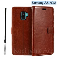 Case Samsung Galaxy A8 2018 Flip Cover Wallet Holster Hp Casing Wallet Flip Magnet