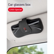 Car PU Leather Sunglasses Box Eyeglasses Storage Box Visor Glasses Clip For HongQi H5 H7 HS5 E-HS3 H