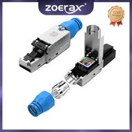 ZoeRax Cat6a Cat8 Ethernet Cable Connector RJ45 Metal Tool Free Easy Termination Plug Shielded Solid