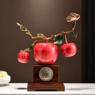 Luxe Enamel Color Apple Ornament High-end Ruyi Chinese Style Living Room TV Cabinet Curio Shelf Hous