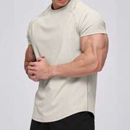 Manfinity Fitness Boyfriend Style Men Solid Raglan Sleeve Sports Tee Workout Tops Workout Tops Basic