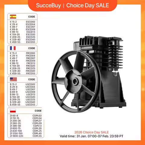 SucceBuy Air Compressor Pump Head 3HP 5.8CFM 90PSI Twin Cylinder Oil Lubricated Compressor Piston Si
