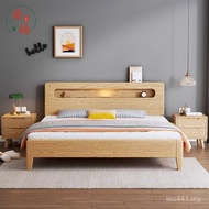 Mi Furniture Single Bed Nordic Modern Simple White Wax Wood Solid Wood Bed 1.5m Double Bed Can Store