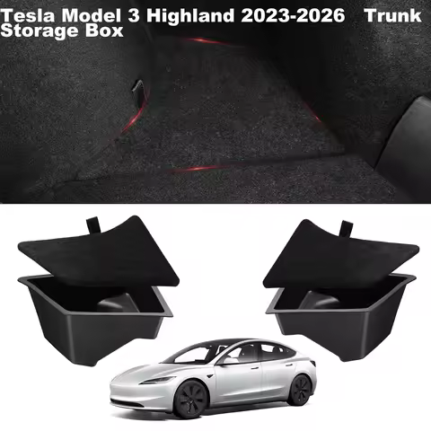 2pcs Storage Boxes For Tesla Model 3 Highland 2024-2026 Rear Trunk With Lids Side Storage Protection