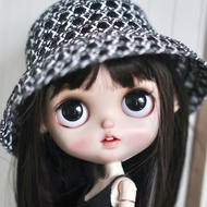[ในสต็อก] แฟชั่นมาใหม่ Blyth ตุ๊กตาถังหมวกสีดำและสีขาว Sunbonnet ฤดูร้อนหมวกสำหรับ Blythe Azone Licca OB24 16อุปกรณ์ตุ๊กตา