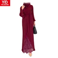 Yeleedon Abaya Pleated jubah muslimah dress Lace Rhinestone Plain Premium exclusive Abaya Dubai Baju