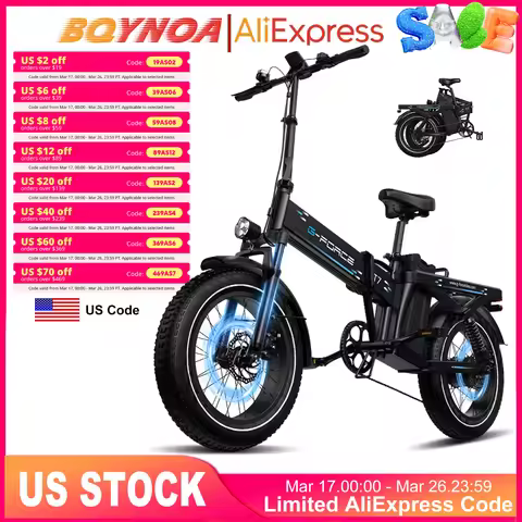G-FORCE Ebike Mountain Road Bicycle For Adults 20''*4.0 Fat Tires Electric Bicycles 48V 60AH 130Mile
