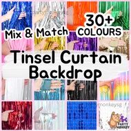 [SG Seller] Premium Tinsel Fringe Curtain Backdrop For Birthday Party Decoration Background Wedding 