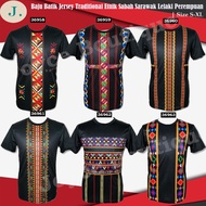 🔥Ready Stock🔥 Baju Batik Jersey Traditional Etnik Sabah Sarawak Lelaki Perempuan | Size S-XL