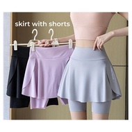 BUBUYOYO Women skirt with shorts Pocket 2 in 1 yoga sports shorts Split Shark Shorts outwear