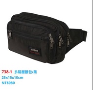 YESON永生牌 738暢銷款 黑色腰包 拉鏈式休閒腰包 品質優良 台灣製造$980