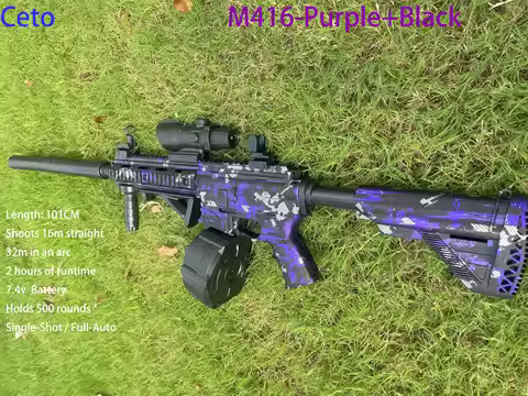M416 Purple EBB Gel Blasters 32m Long Range Electric Gel Water Bead Gun Large Capacity Magazine Outd