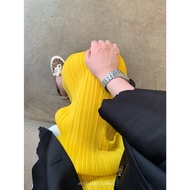 In march | 3-color Pleated Skirt Split Skirt High Waist Skirt