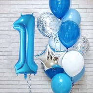 12pcs Blue 32inch Number Foil Latex Balloon Happy Birthday Party Decorations Kids Boy Baby 1 2 3 4 5