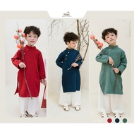 [CÓ SẴN] Áo dài bé trai đũi vân cao cấp mềm mại HEENSTORE