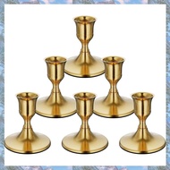 6PCS Brass Gold Taper Candle Holders Vintage Metal Candlestick Holders for Dinner Room Table Centerp