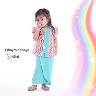 RayThifal AQ Baju Kebaya Kanak Kanak Perempuan, Cotton, Hijau Mint (Ready Stock)