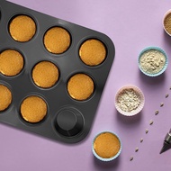 Carbon Steel Muffin Tray Muffin Baking Mould Pack Of 2 For 12 Muffins, Non-Stick Coated Muffin Tray
